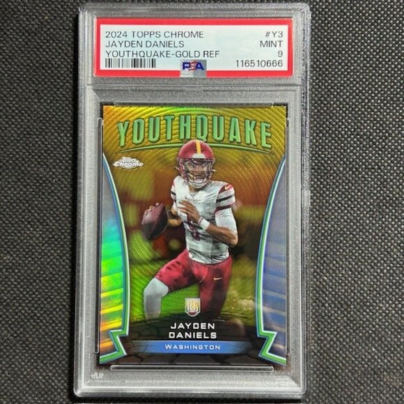 2024 Topps Chrome Jayden Daniels Youthquake Gold Refractor Rookie RC #/50 PSA 9 - Picture 1 of 3